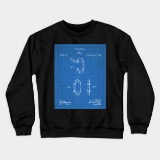 Carabiner Ring Patent - Rock Climber Mountain Climbing Art - Blueprint Crewneck Sweatshirt